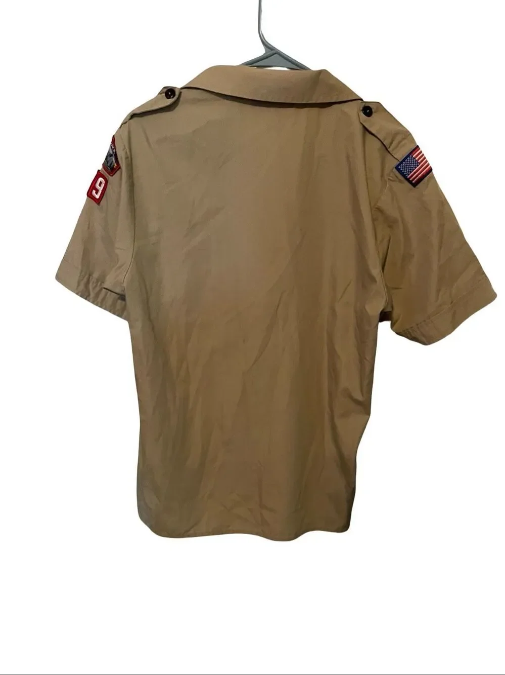 Boy Scouts of America Youth Tan Short Sleeve Button Down Uniform Shirt Large